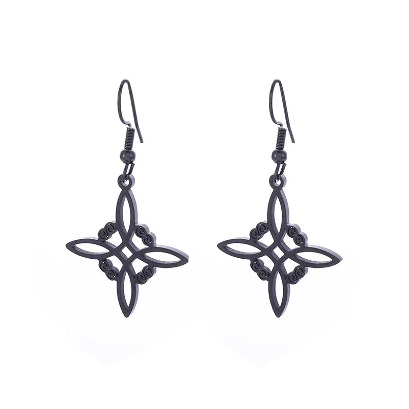 Boucles d'Oreilles Noeud de Sorcière Pendantes de Protection Femme Wiccan