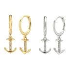 Hängande ankareörhängen i guld