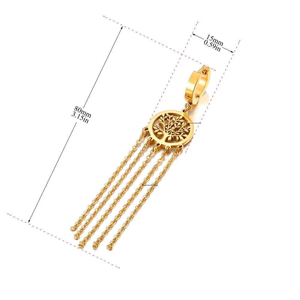 Hængende øreringe med livets træ