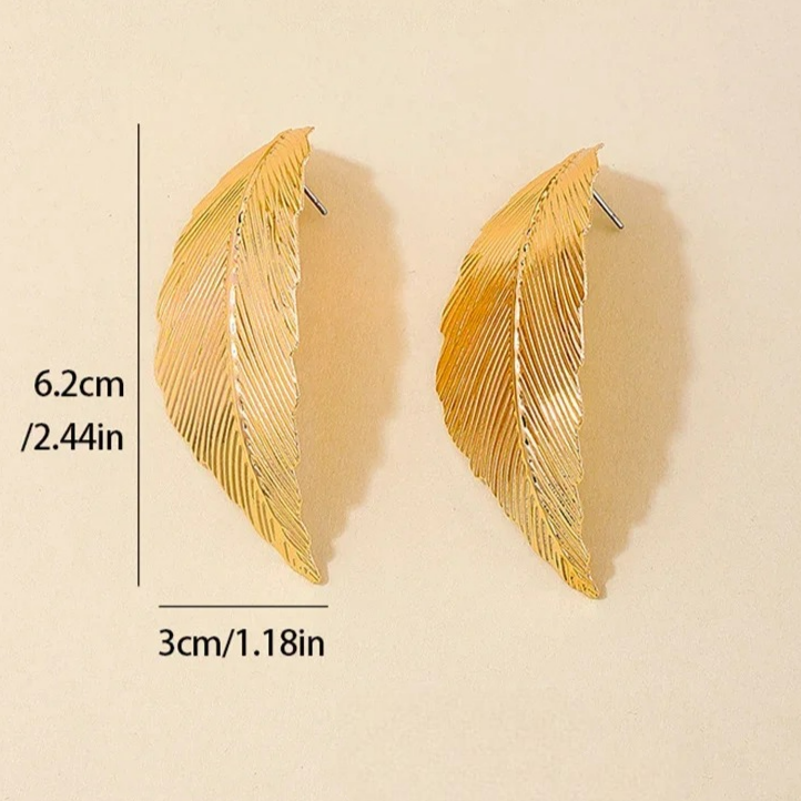 Boucles d'Oreilles Pendantes avec Feuille pour Femme