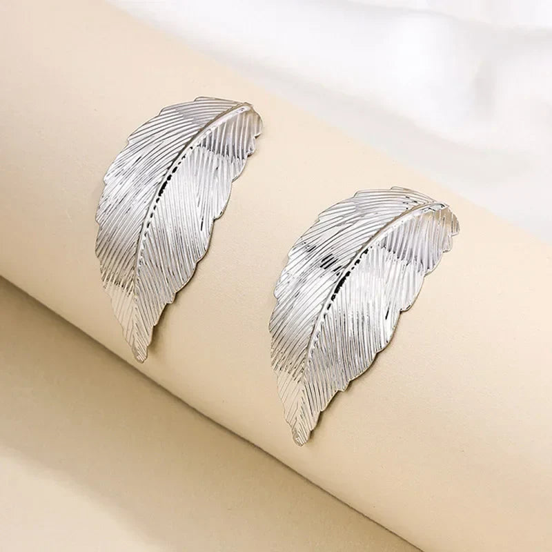 Boucles d'Oreilles Pendantes avec Feuille pour Femme argent