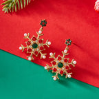 Visací náušnice s červenou vločkou sněhu