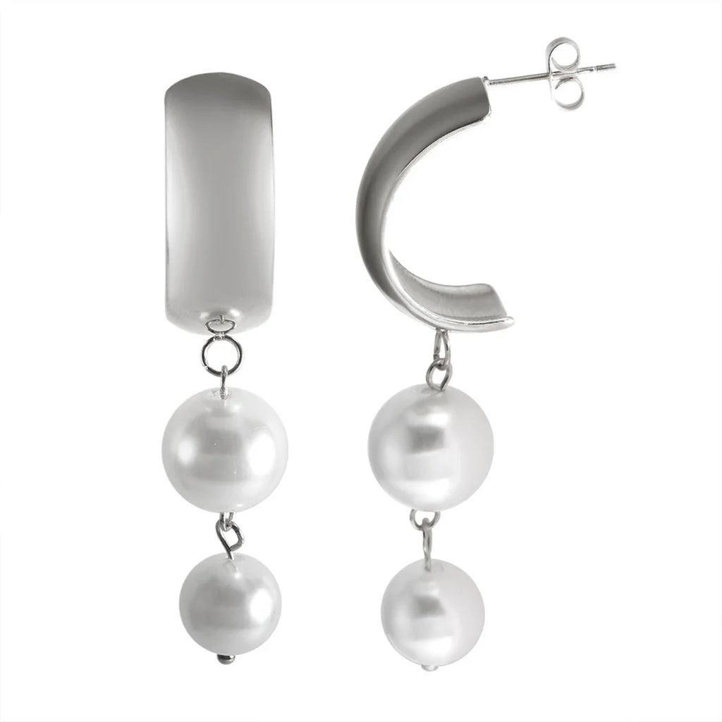 Boucles d'Oreilles Pendantes avec Perles argent