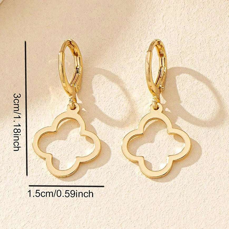 Kolczyki Wiszące z Czterolistną Koniczyną