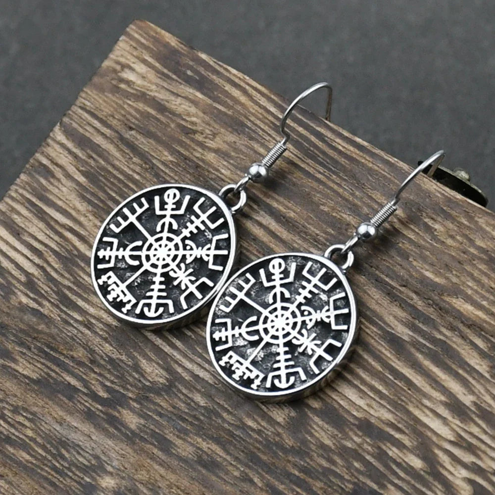 Boucles d'Oreilles Pendantes Boussole Vegvisir Viking 