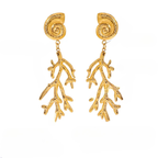 Hengende øredobber med konkylie og korall