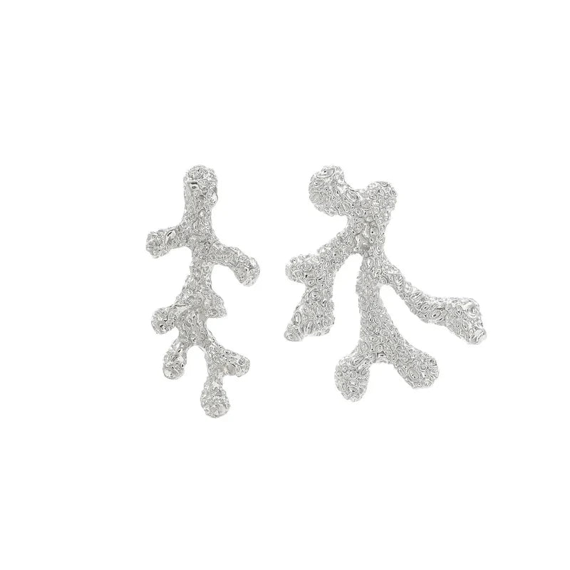 Boucles d'Oreilles Pendantes Corail Doré ou Argenté argent