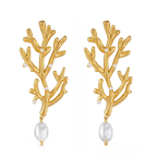 Hængende Øreringe med Koraller og Hvide Perler