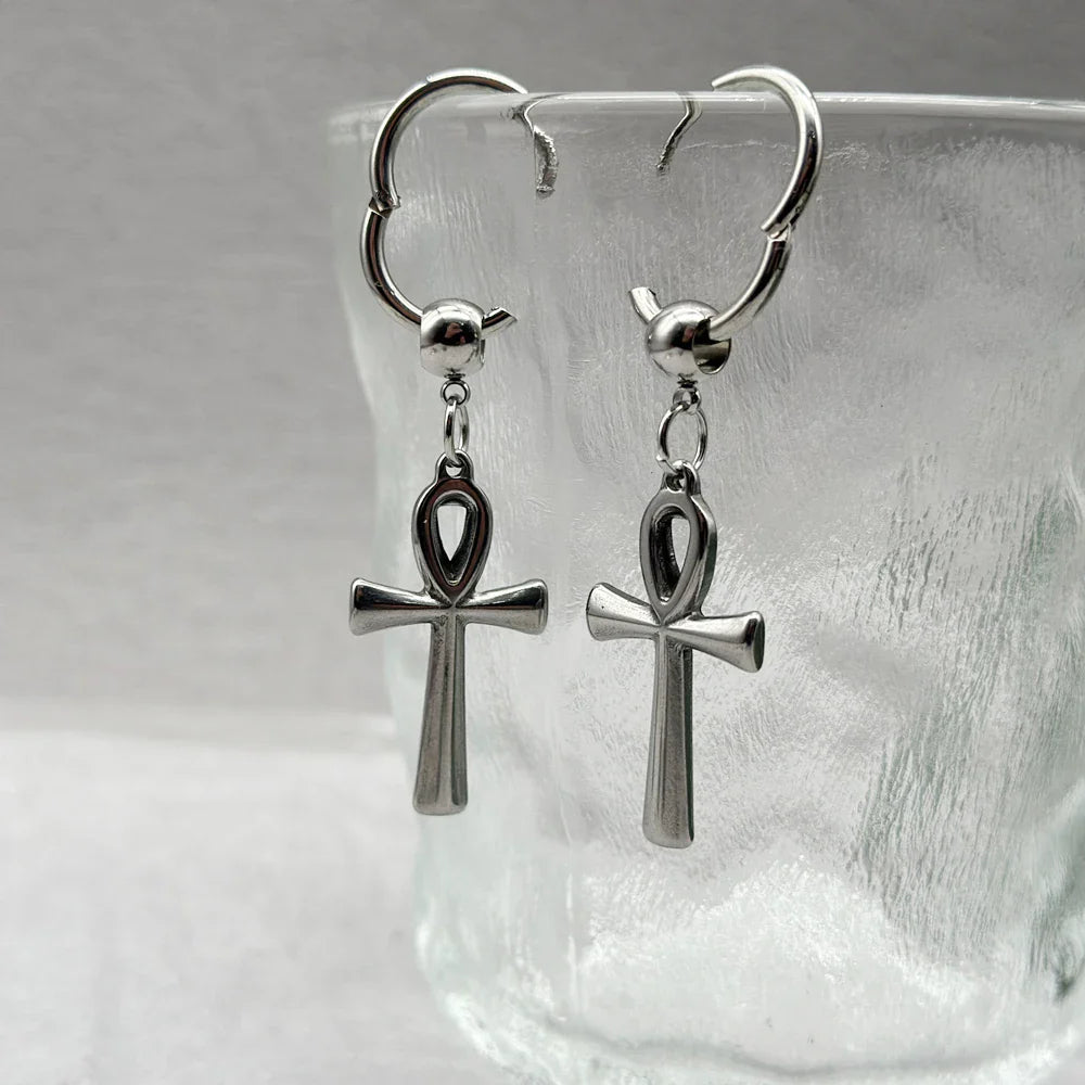 Boucles d'Oreilles Pendantes Croix d'Ankh 2