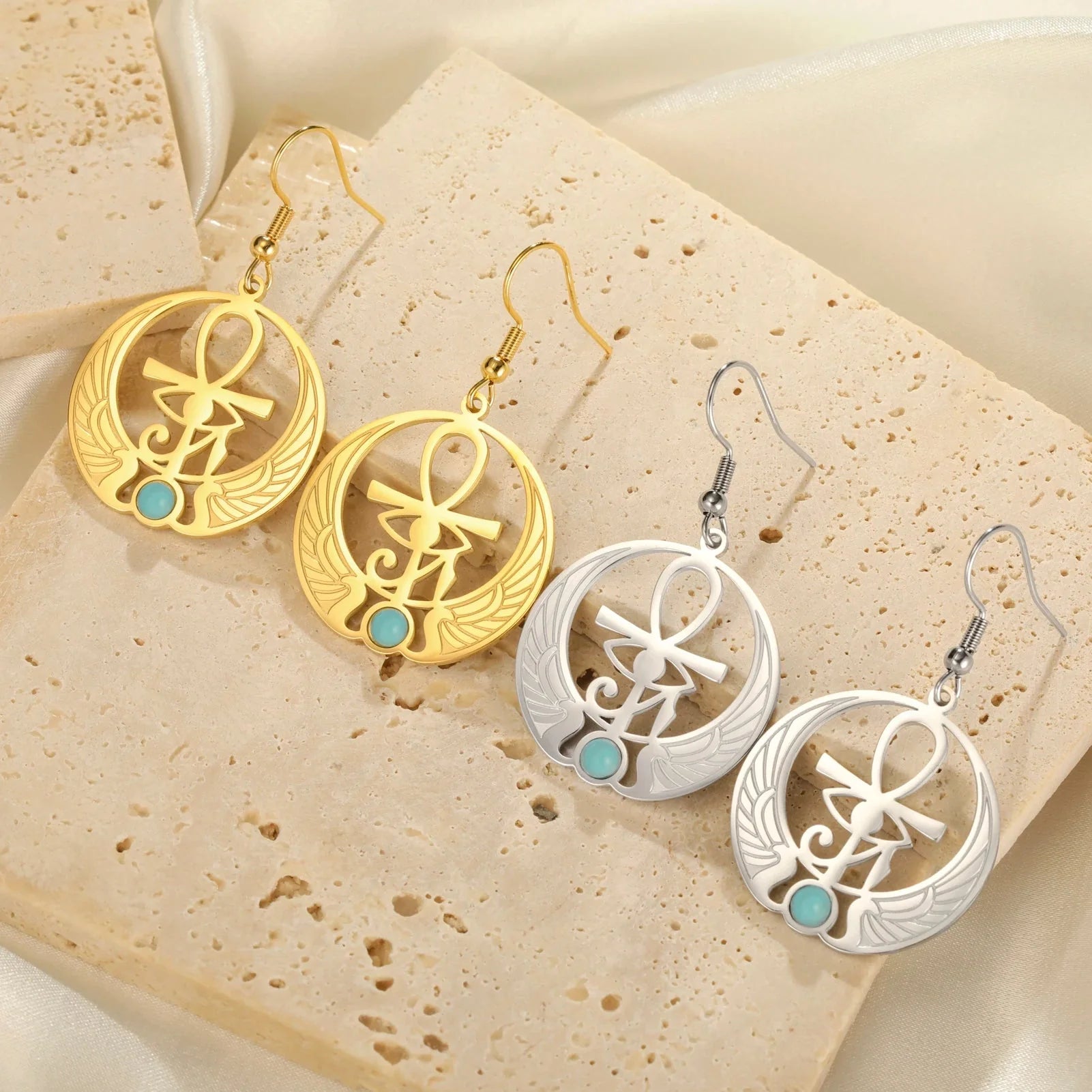 Øredobber Hengende Egypt Horus øye Oudjat gull