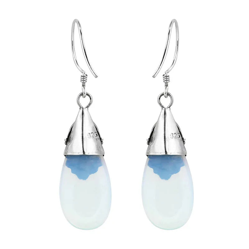 Boucles d'Oreilles Pendantes Pierre de Lune 1
