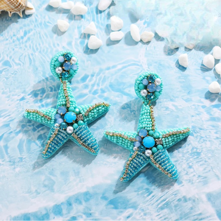 Boucles d'Oreilles Pendantes Etoile de Mer Coquillage