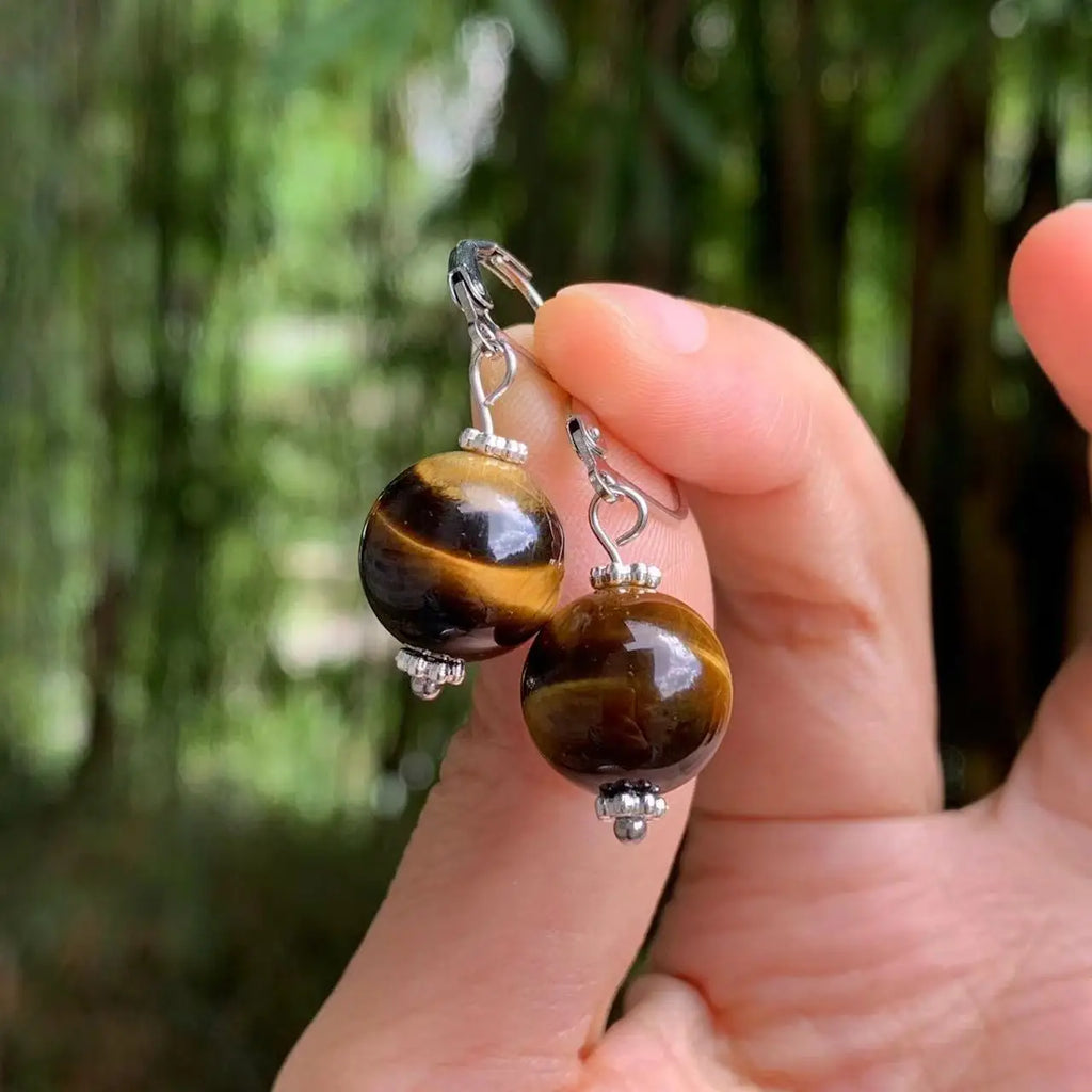 Hengende Øredobber for Kvinner Tigerøye 