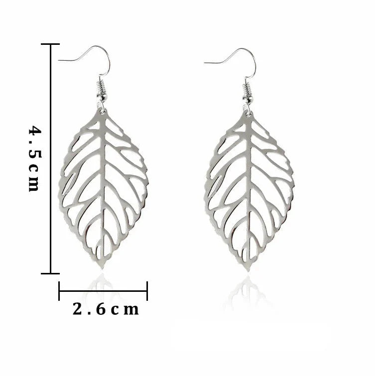 Boucles d'Oreilles Pendantes Feuilles de Laurier