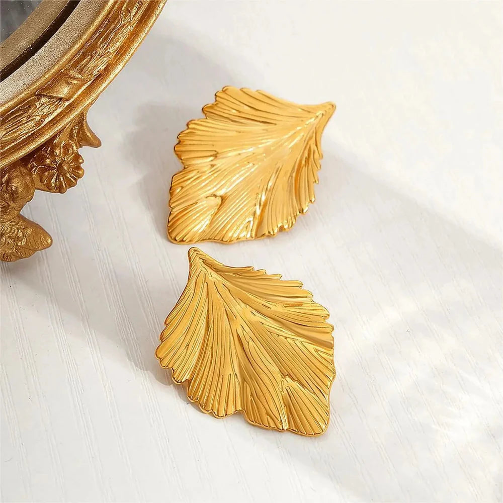 Boucles d'Oreilles Pendantes Feuilles Femme or