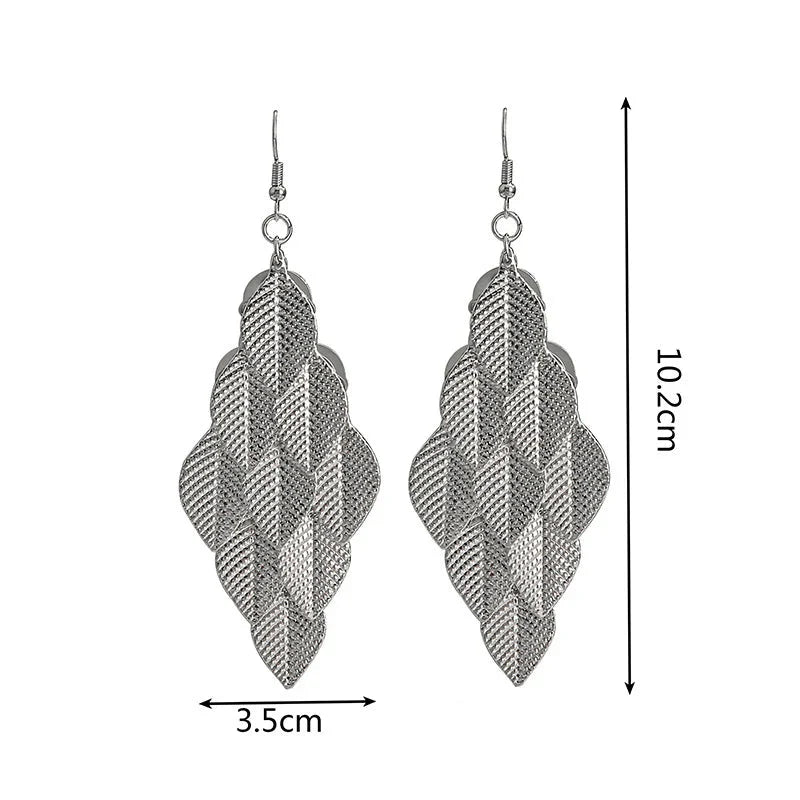 Boucles d'Oreilles Pendantes Feuilles Femme 