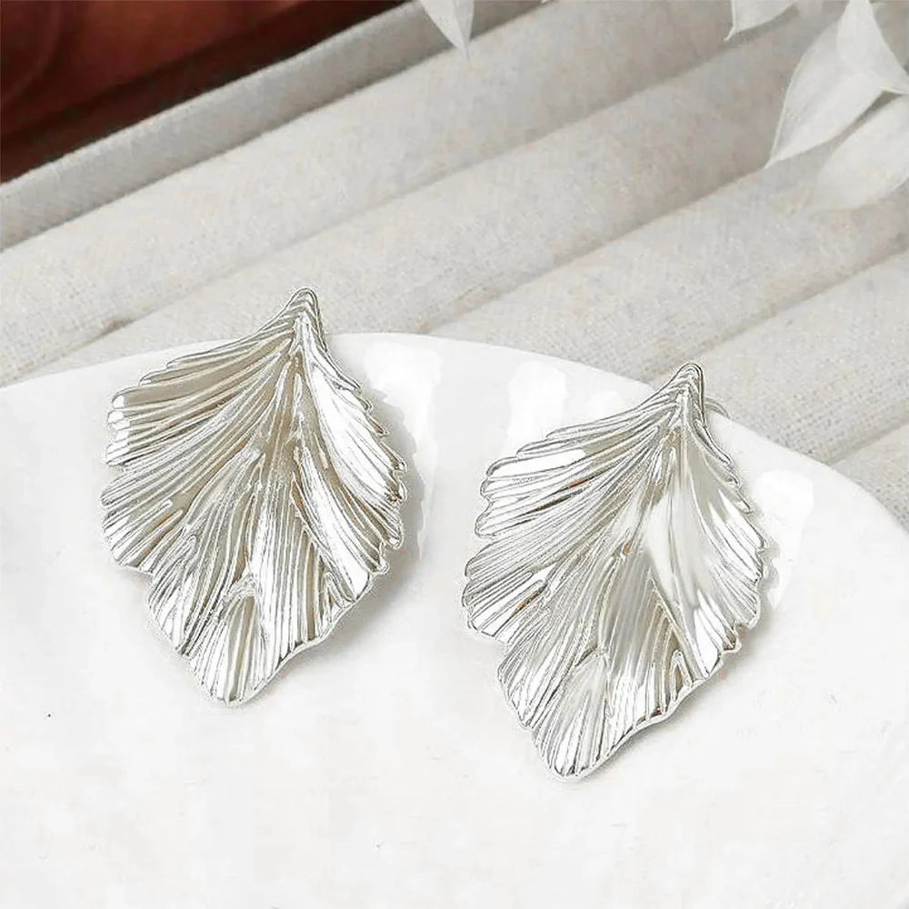 Boucles d'Oreilles Pendantes Feuilles Femme argent