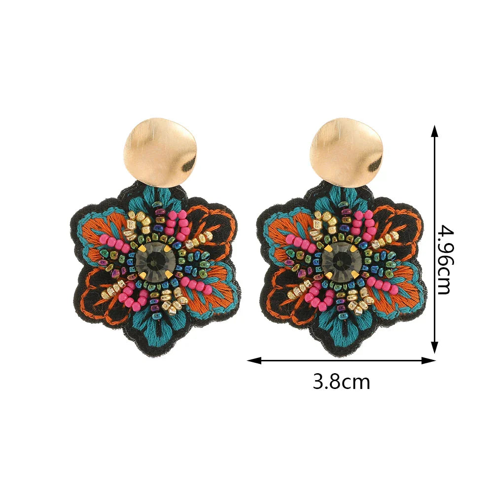 Boucles d'Oreilles Pendantes Fleur Colorée