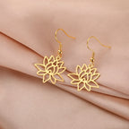 Lotusblomst Dingle Øreringe til Kvinder i Guld