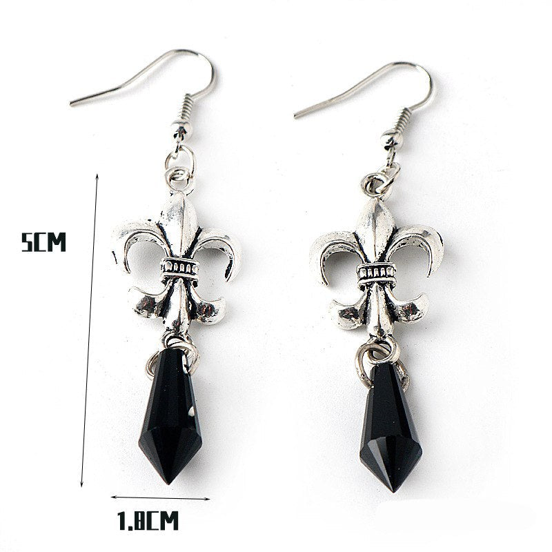 Boucles d'Oreilles Pendantes Fleur De Lys Femme