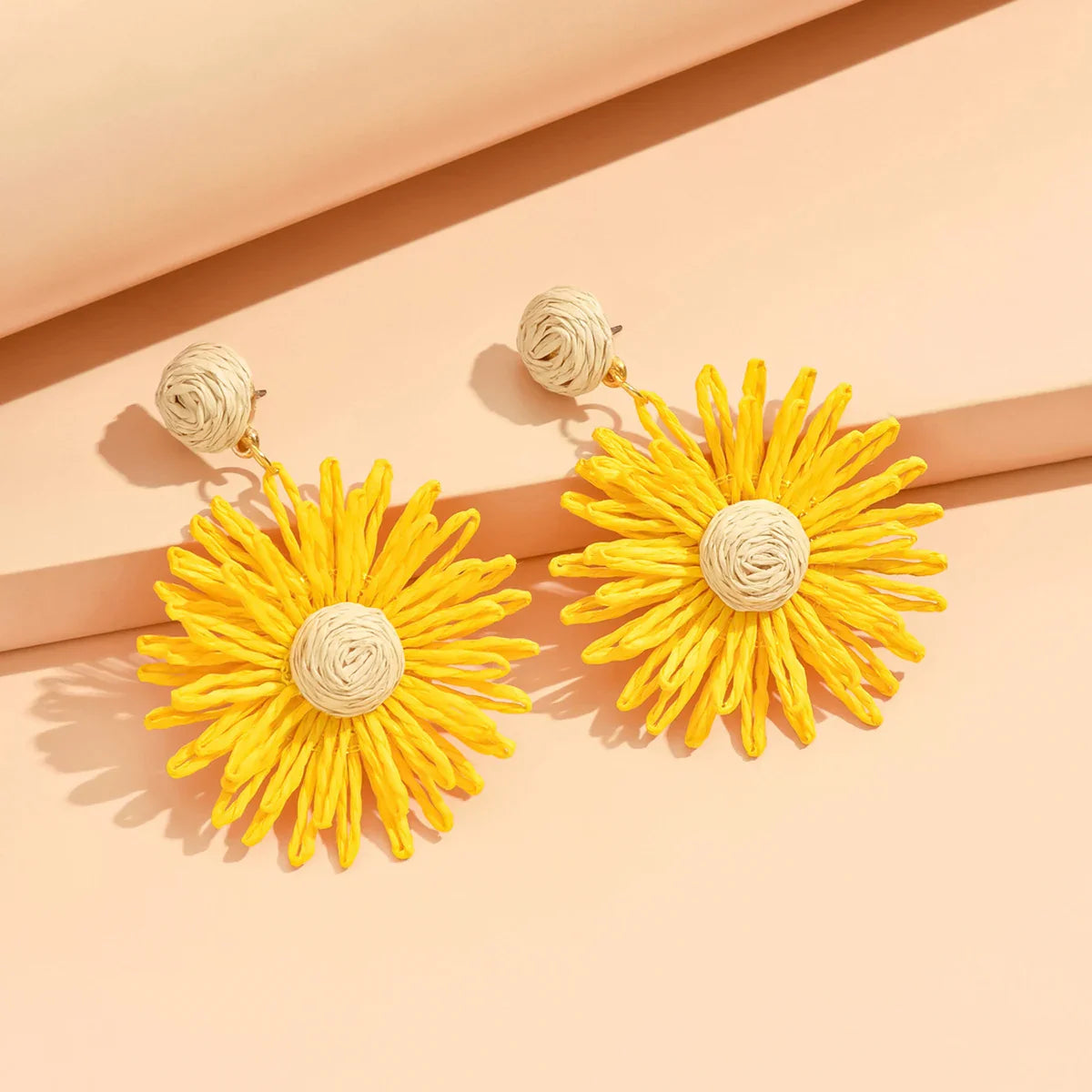 Boucles d'Oreilles Pendantes Fleur de Marguerite jaune