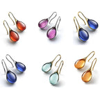 Visací náušnice Kapka vody v barvě zlata a červené