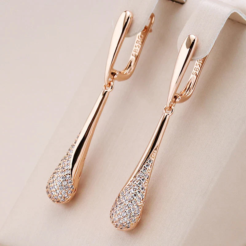 Boucles d'Oreilles Pendantes Goutte d'Eau en Zircon pour Femme