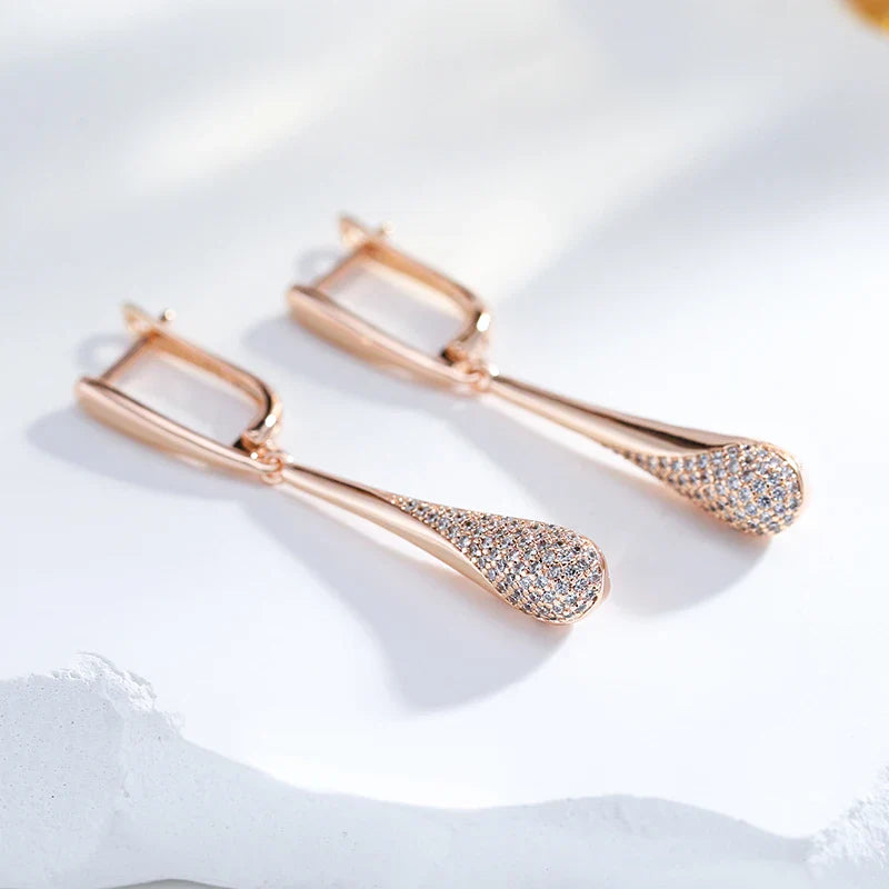 Boucles d'Oreilles Pendantes Goutte d'Eau en Zircon pour Femme