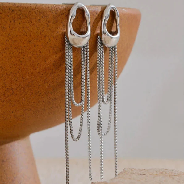Boucles d'Oreilles Pendantes Goutte d'Eau pour Femme argent