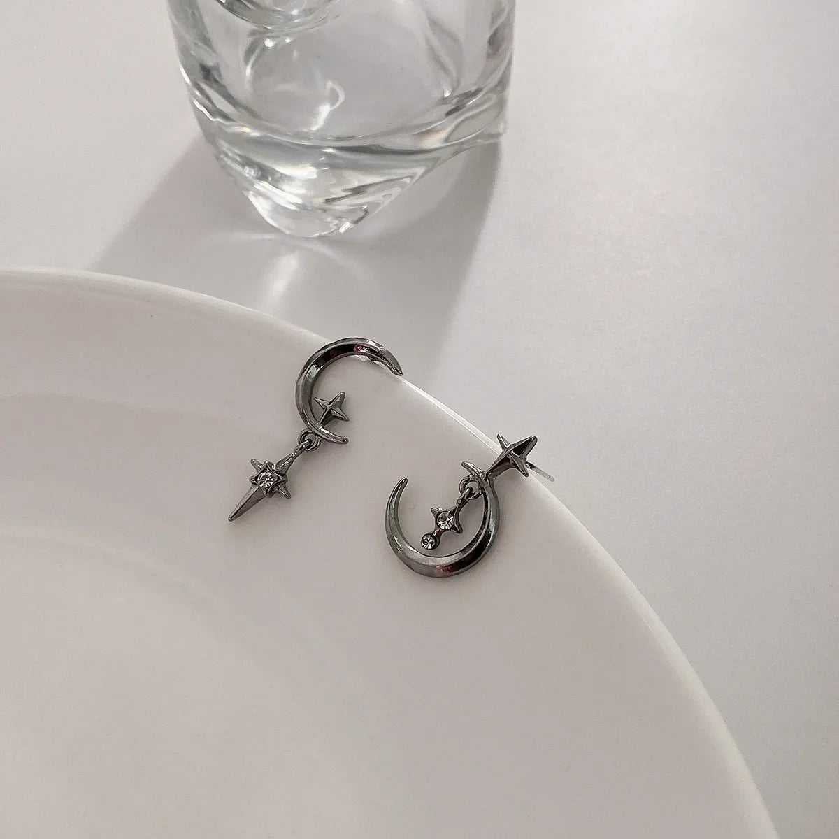 Hængende Øreringe med Måne og Stjerner