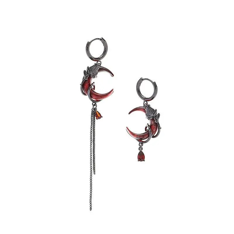 Boucles d'Oreilles Pendantes Lune Femme