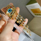 Hængende Øreringe med Blåt Øje og Strass