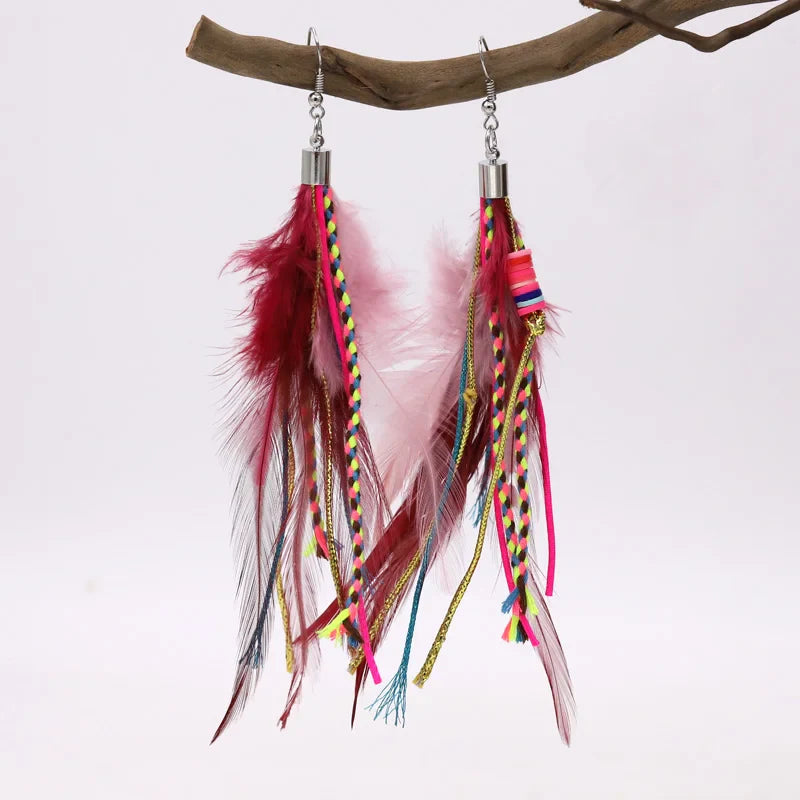 Boucles d'Oreilles Pendantes Plume 5