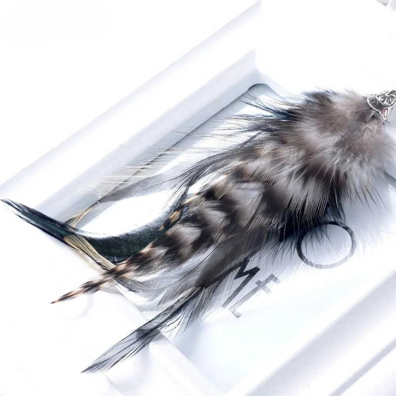 Boucles d'Oreilles Pendantes Plumes de Faisan