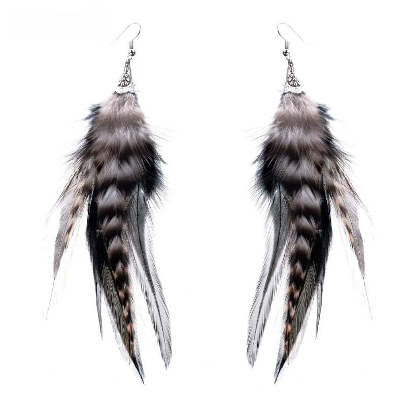 Boucles d'Oreilles Pendantes Plumes de Faisan