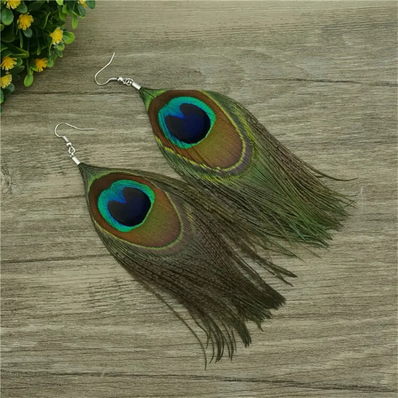 Boucles d'Oreilles Pendantes Plumes de Pan