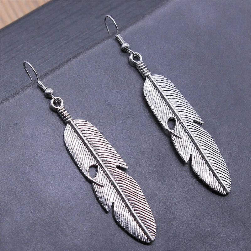 Boucles d'Oreilles Pendantes Plumes pour Femme argent