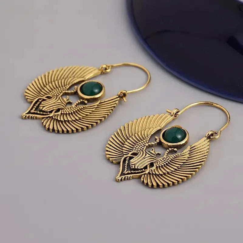 Boucles d'Oreilles Pendantes Scarabée Egyptien