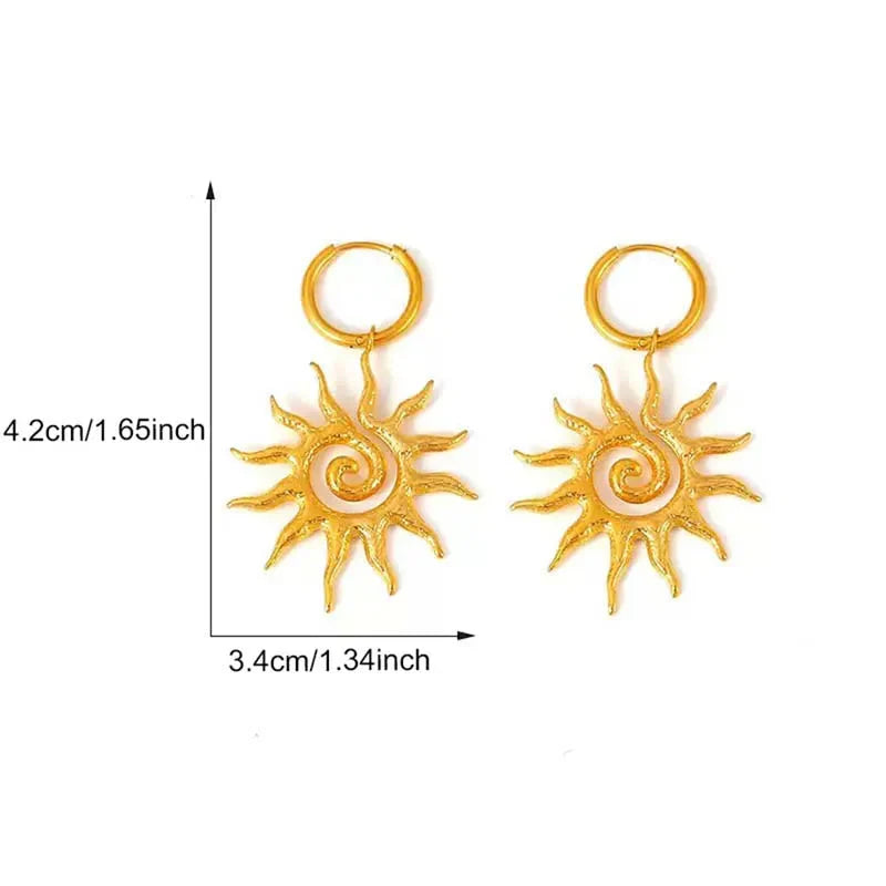 Boucles d'Oreilles Pendantes Soleil