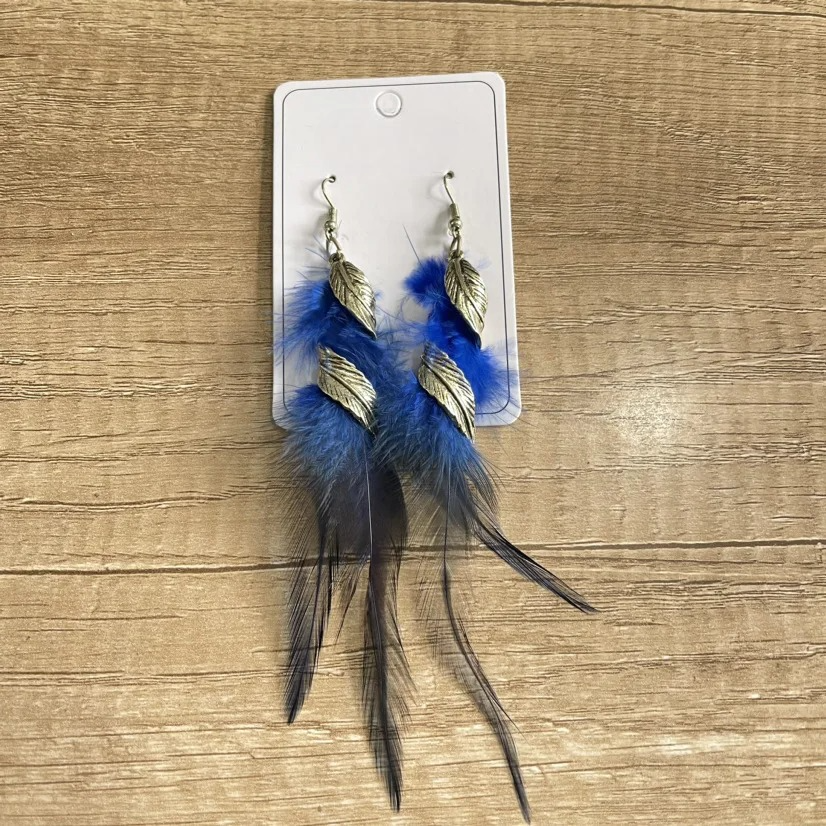 Boucles d'Oreilles Pendantes Stylées avec Plumes 1