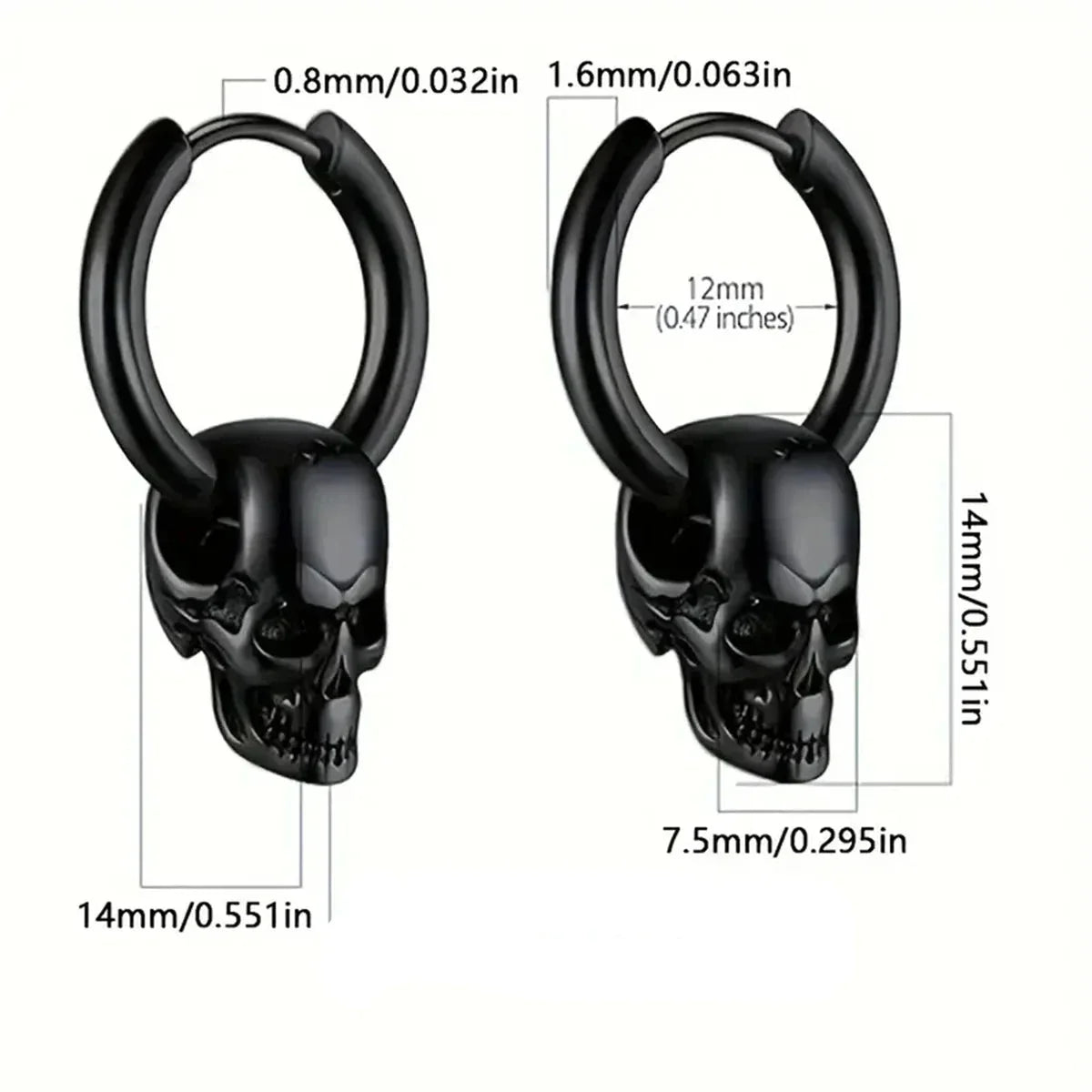 Hængende Øreringe med Dødningehoved til Mænd