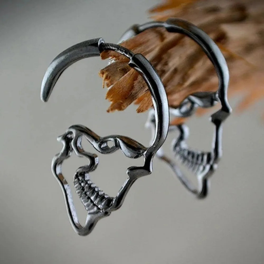 Boucles d'Oreilles Pendantes Tête de Mort pour Homme ou Femme argent