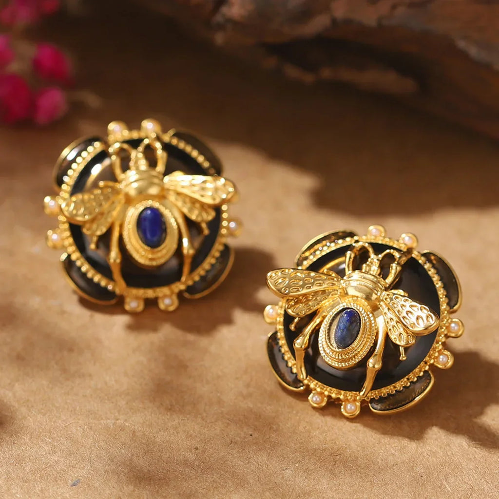 Runde bi-øreringe sort