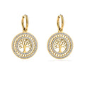 Náušnice kulaté visací Strom života zlaté