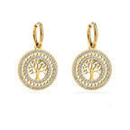 Náušnice kulaté visací Strom života zlaté