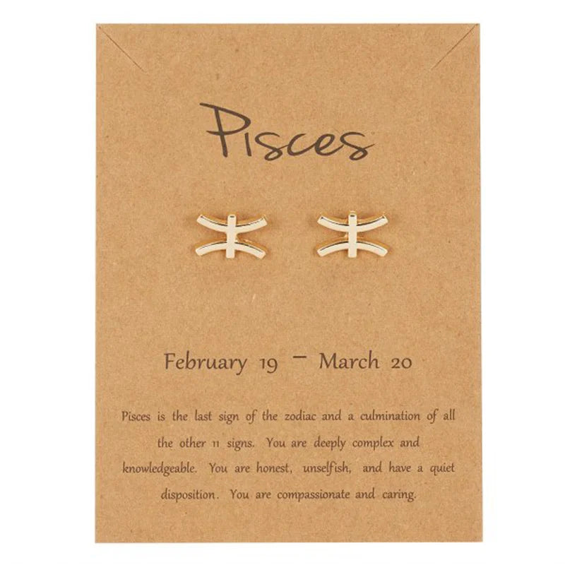 Boucles d'Oreilles Signe du Zodiaque 12 Constellations poisson