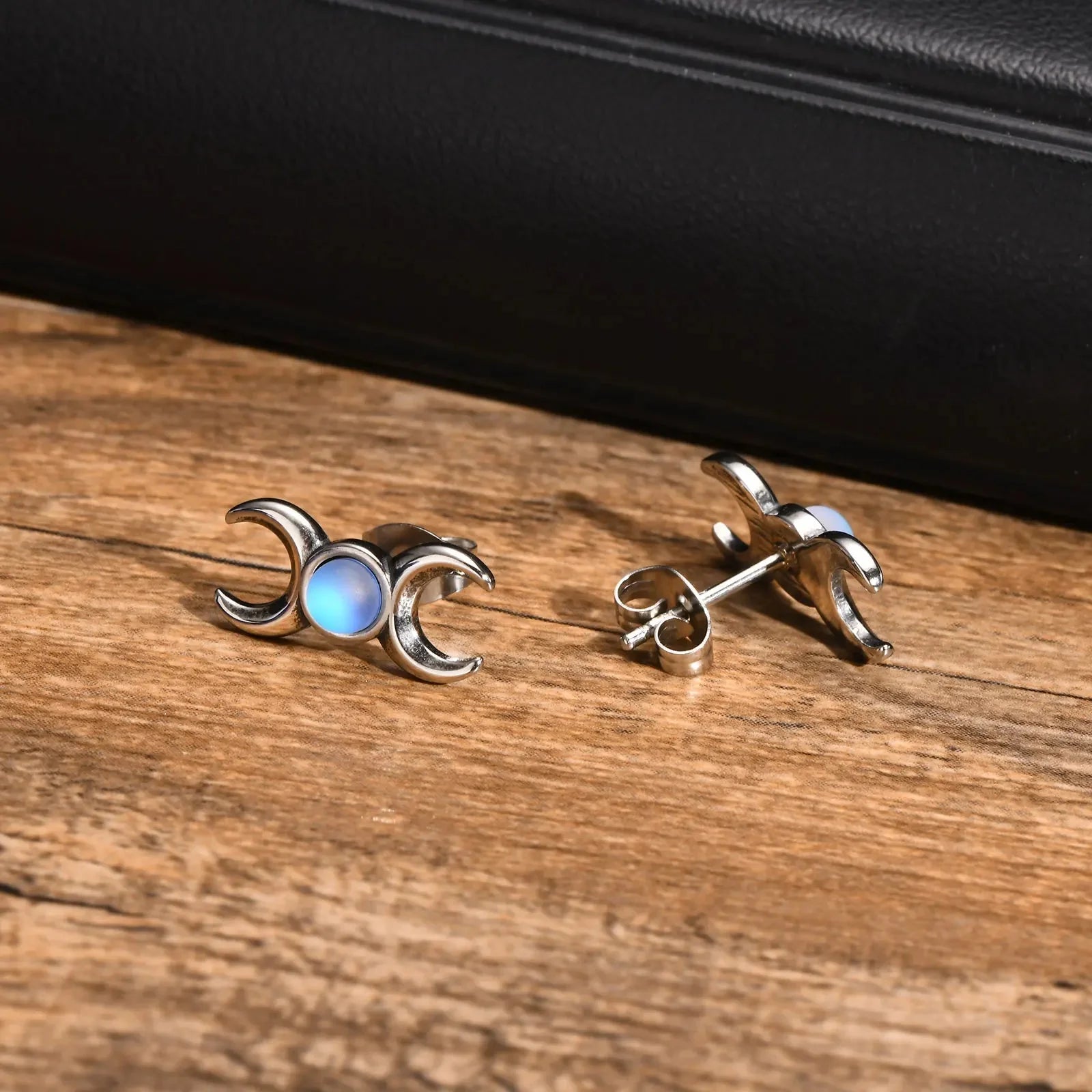 Triple Måne Øreringe Ørestikker Trolddom Wiccan Kvinde