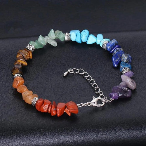 Ægte 7 Chakra Sten Armbånd