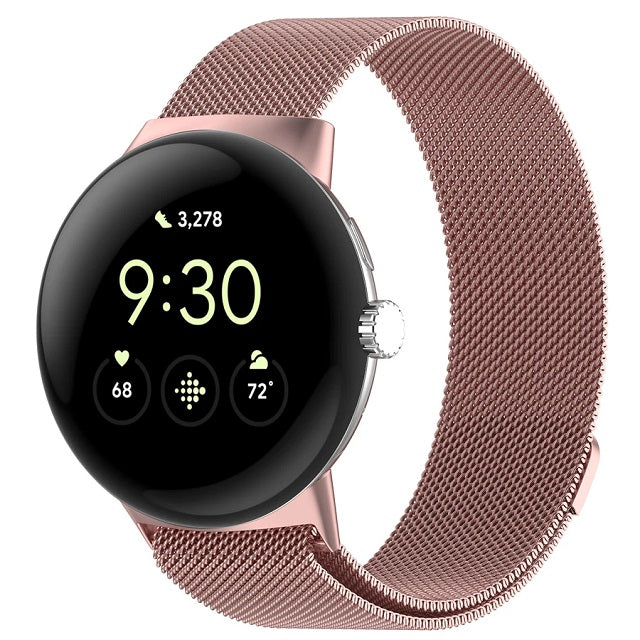 Magnetisk Milanese Stålarmbånd til Smartwatch Google Pixel Watch 1 & 2 rosa