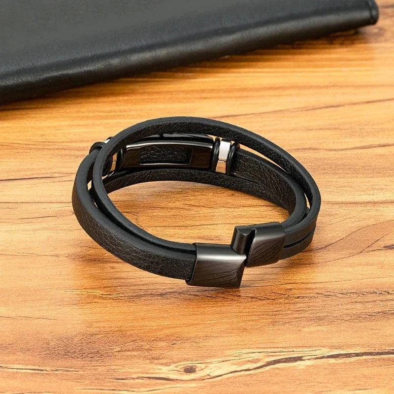 Herrearmbånd med ørne i læder